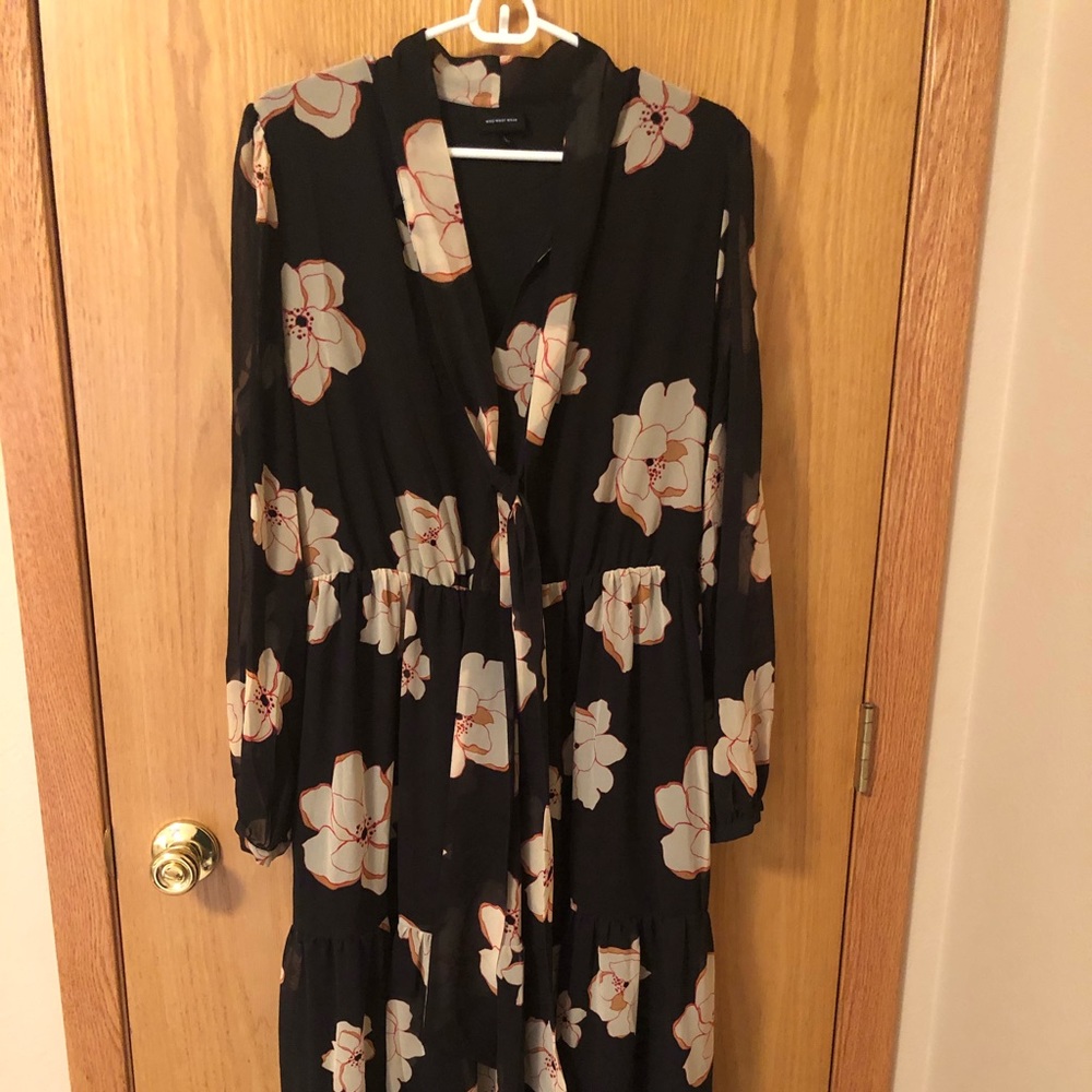 Black Floral Midi